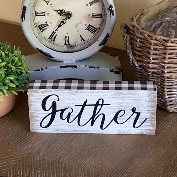 Other - Modern Farmhouse Buffalo Check Gather Wood Sign